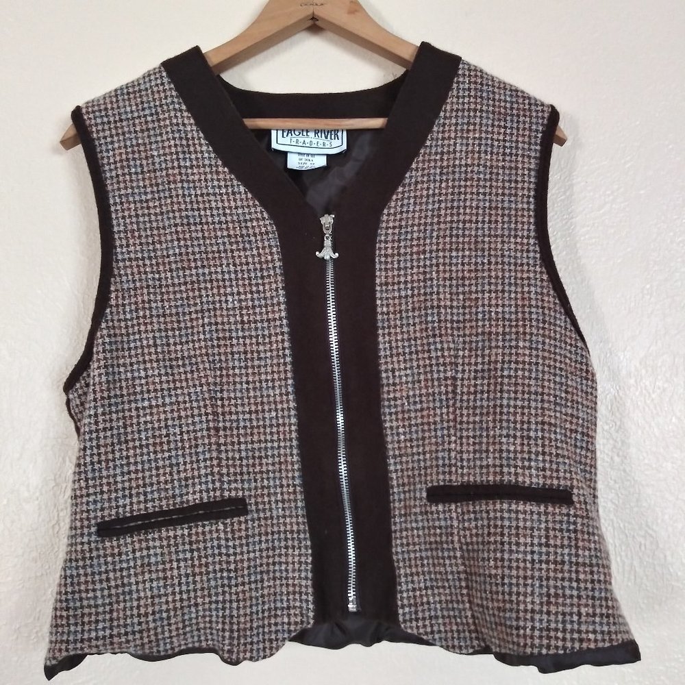 Eagle River Traders Vintage Cropped Wool Vest Women's Size 12